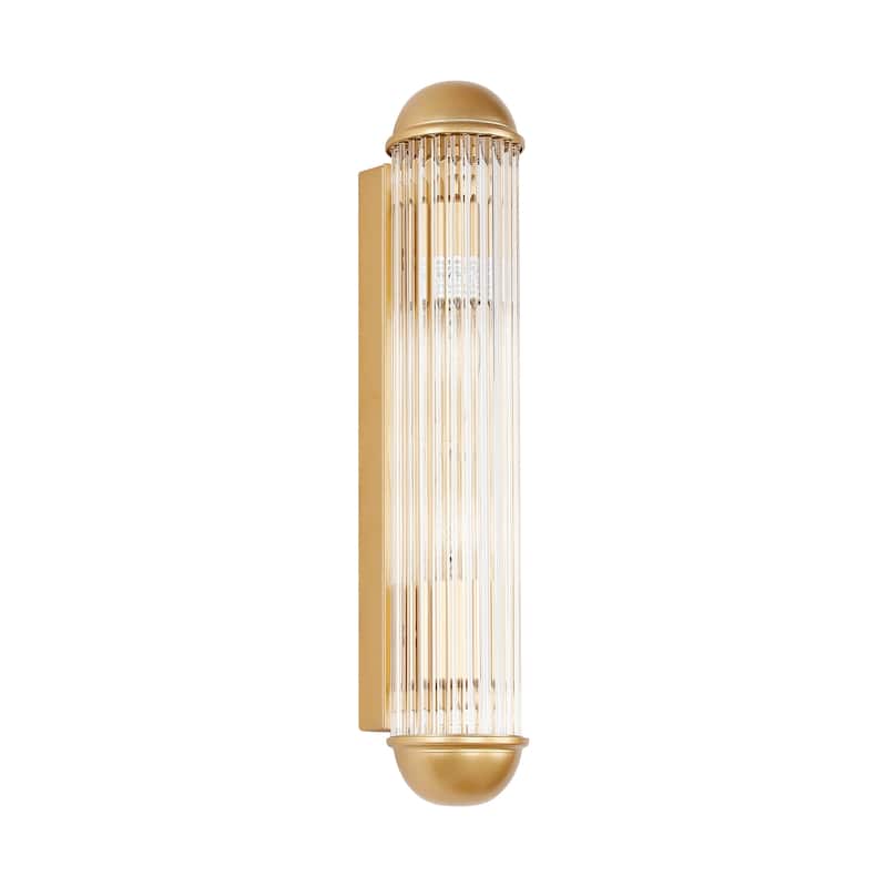 2-Light Cylindrical Wall Sconce with Ribbed Glass Rods