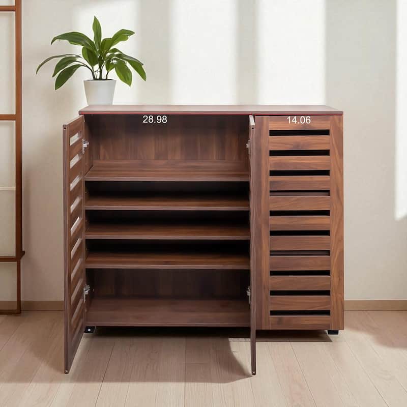 Louvered Shoe Cabinet, 5-Tier Wooden Shoe Storage with Adjustable Shelves, Entryway Hallway Shoe Rack Organizer, 44.9" Wide