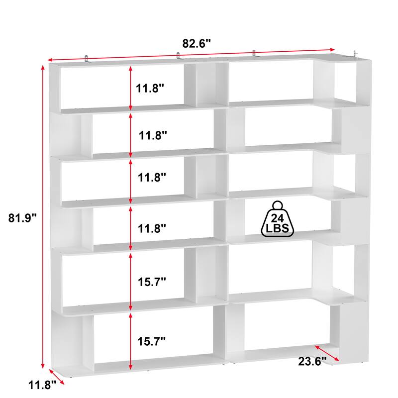 81.9"H Bookshelf Unique Side Table and Bookcases Room Divider Bookcase