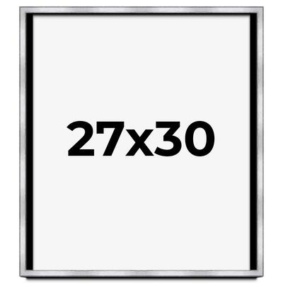 27x30 Shadow Box Frame Silver | 1.375 Inches Deep Real Wood
