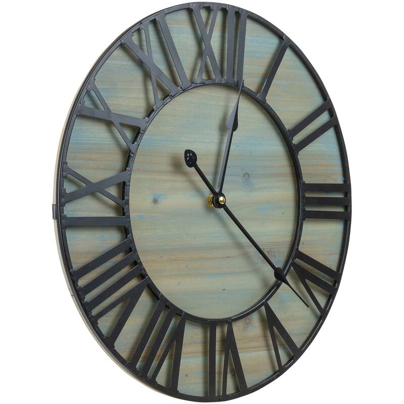 Metal & Solid Wood Wall Clock (15.75" in Diameter) - 15.75