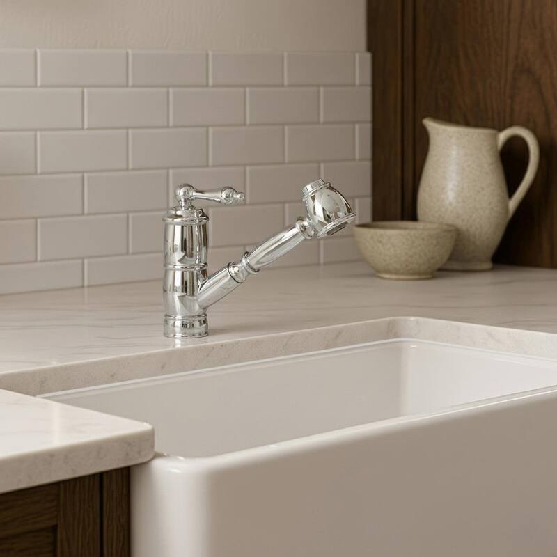 Whitehaus Vintage III Plus 1.5 GPM Single Hole Pull Out Kitchen Sink