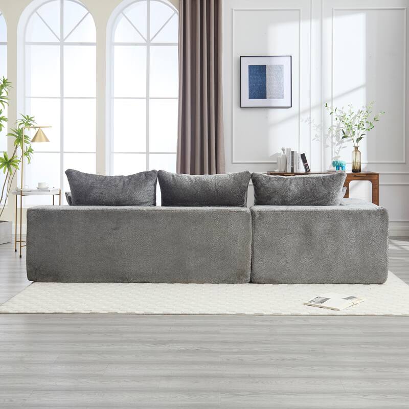 Floor Standing Chaise Lounge Couch L-shape Sectional Sofa with Ottoman