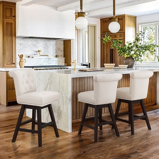 26 in. Set of 3 Upholstered Bar Stools Counter Height
