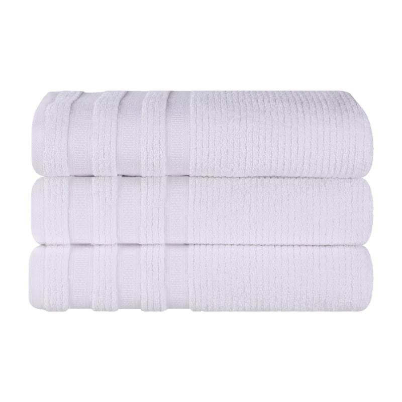 Superior Brea Zero Twist Cotton Ribbed Modern Bath Towel Set of 3