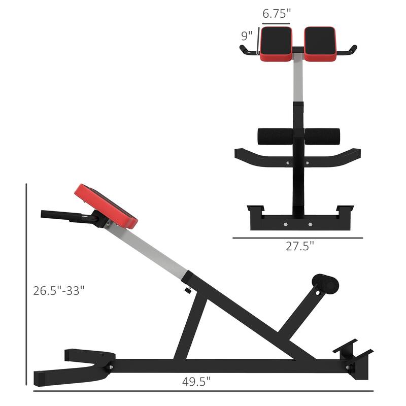 Soozier Hyperextension Bench, Height Adjustable Roman Chair with Dip Bars, Multi-Functional for Back, Core