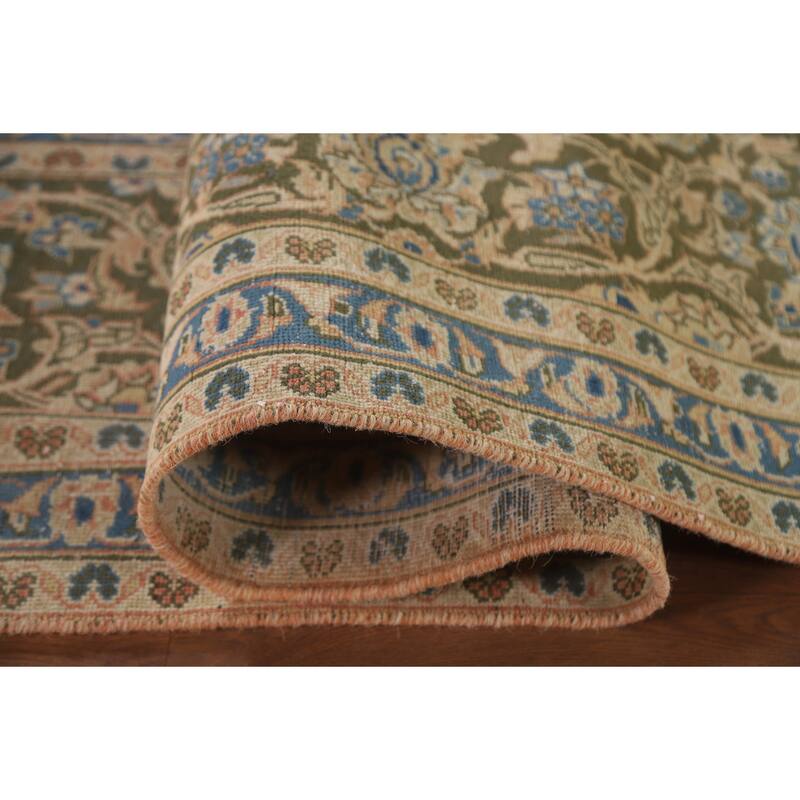 Hand Knotted Oriental 100% Wool Carpet Traditional Floral Oranges & Rust Mashad Area Rug - 13' 2'' X 9' 6''