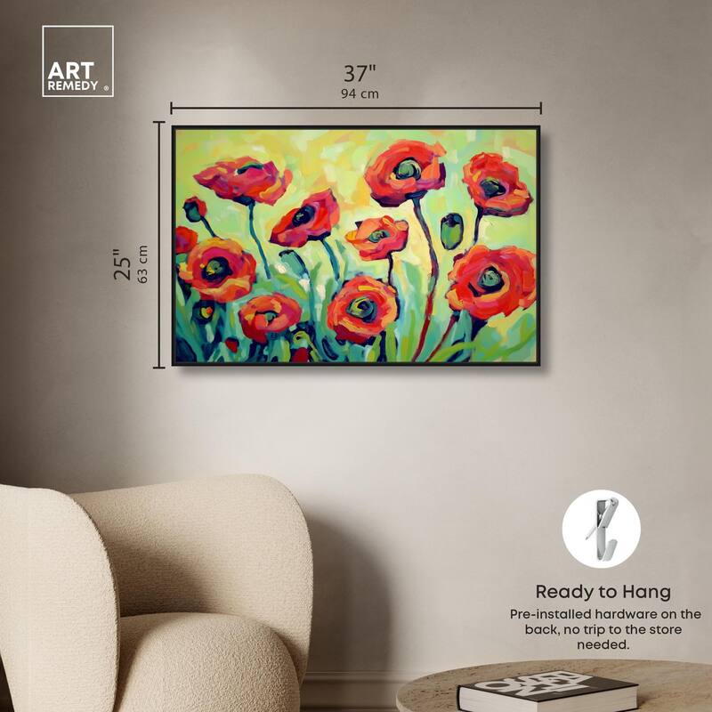 Red Poppy Field I Canvas by Art Remedy