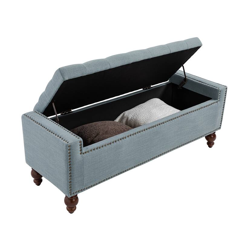 Felix Classic Button-Tufted Storage Bench With Nailhead Trims By HULALA HOME