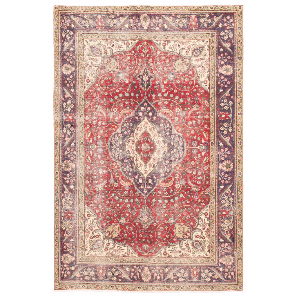 ECARPETGALLERY Hand-knotted Antalya Vintage Red Wool Rug - 6'5 x 9'10