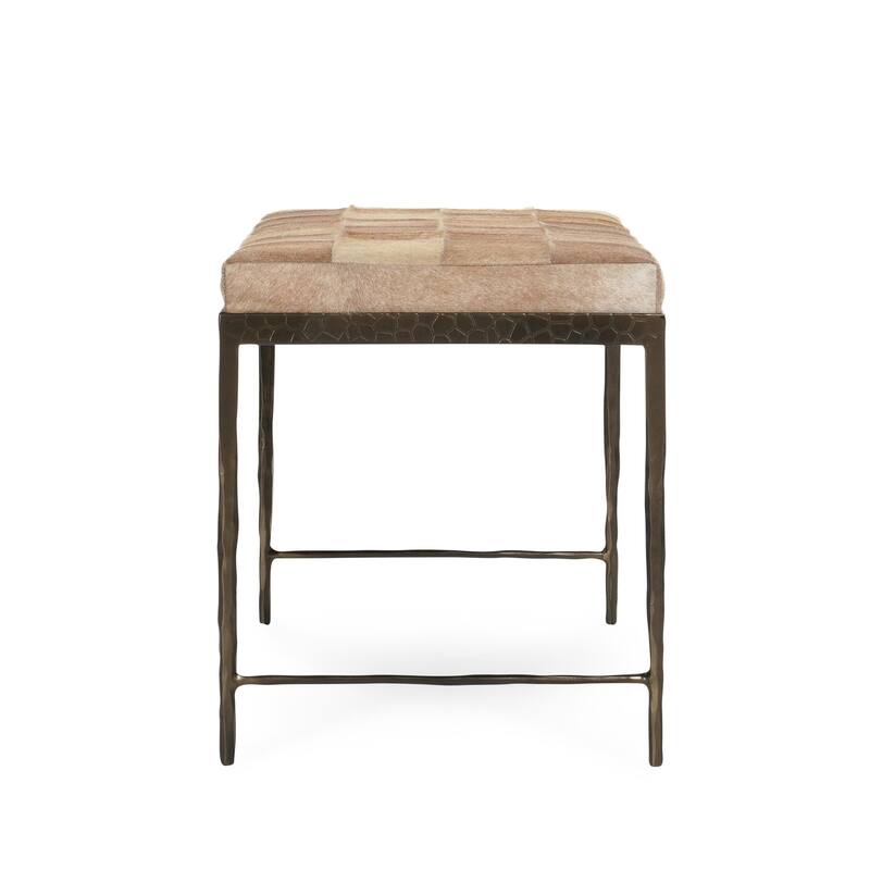 Classic Home Achen Leather Hide Ottoman Bench