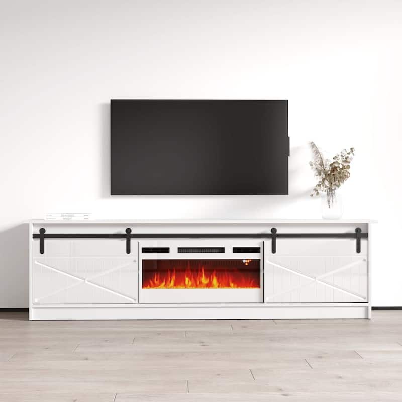 Granero WH-EF Electric Fireplace 79" TV Stand - White