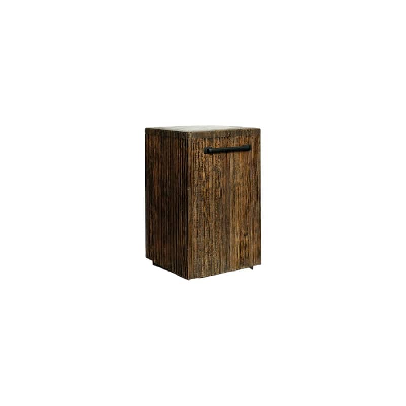 HomeRoots 24" Natural And Smoky Black Distressed Reclaimed Wood Square Block End Table - 15.40 in. x 23.60 in. x 13.80 in.