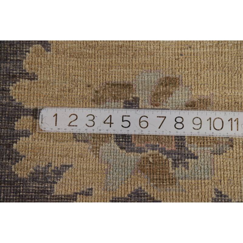 Hand Knotted Oriental 100% Wool Carpet Transitional All-Over Brown Oushak Area Rug - 9' 10'' X 8' 1''