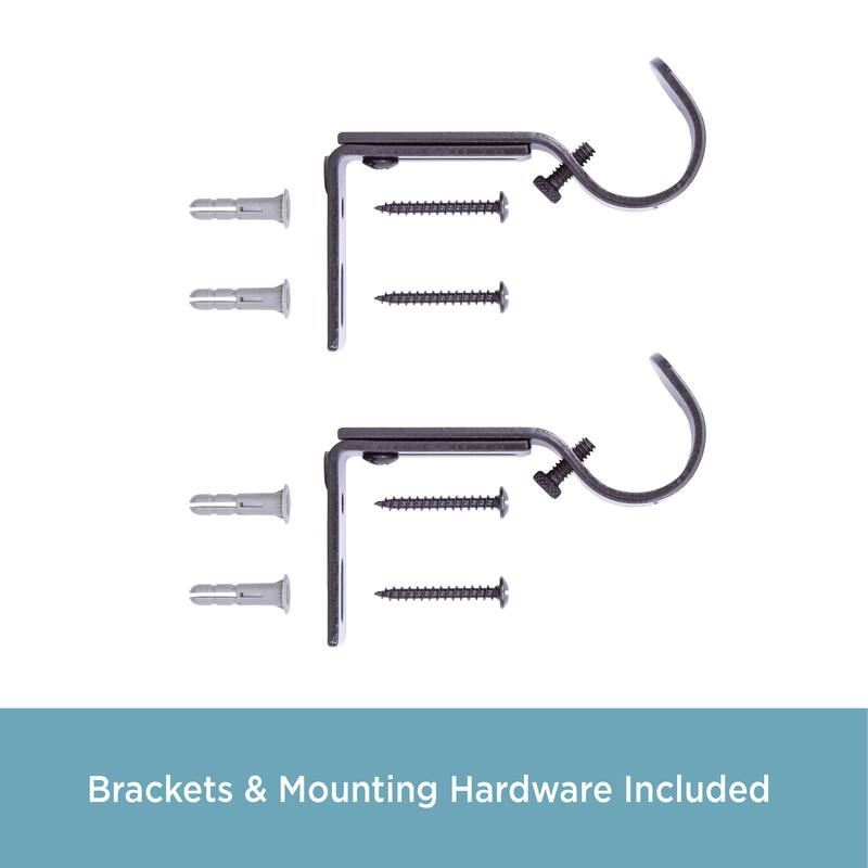 Kenney® 1" Adjustable Curtain Rod Mounting Brackets, Set of 2, Dark Brown