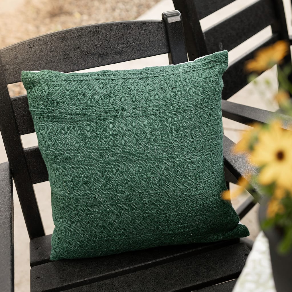 Foreside Home & Garden 18x18 In/Outdoor Green Geo Filled Throw Pillow - 18 x 18 x 5"
