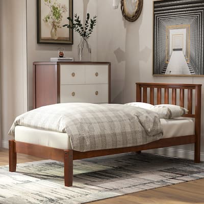 Durable Twin Wood Platform Bed Frame with No Box Spring Needed