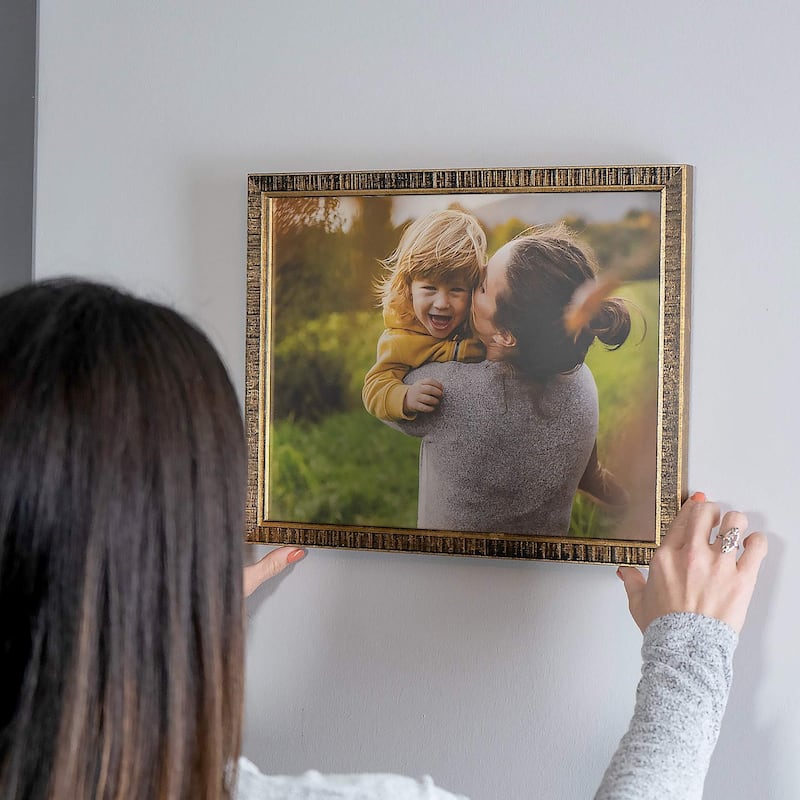 Photo Size Textured Gold Picture Frame - UV Acrylic, Foam Board Backing ...