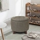 preview thumbnail 7 of 10, Adeco Round Linen Storage Ottoman Tufted Fabric Footstool with Lid Brown/Taupe And Cream