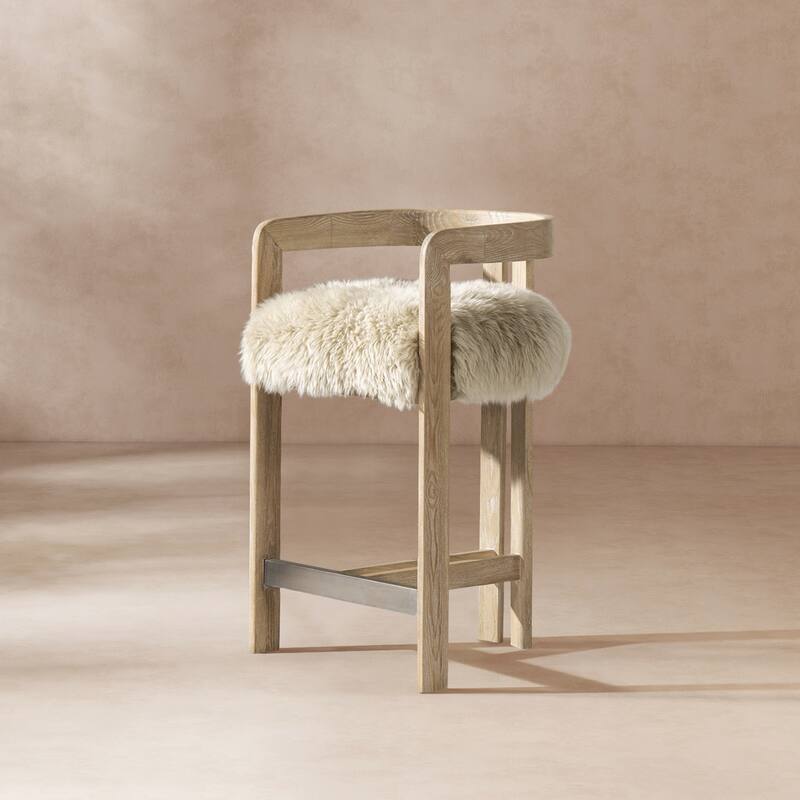 Millwick 26.5" Low Back Ash Wood Counter Height Bar Stool - 21"W X 20"D X 27"H - Single - Natural Blonde - Counter Height