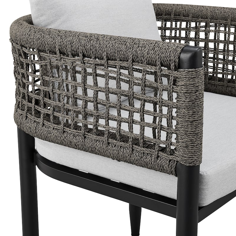 Felicia Black Aluminum & Grey Rope Outdoor Dining Chairs - Set of 2