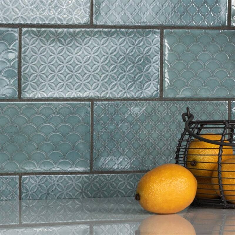 Merola Tile Camden Decor Emerald 4" x 8" Ceramic Wall Tile