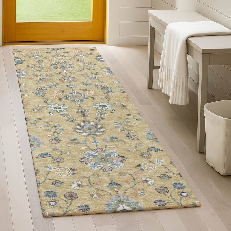 Machine Washable Indoor/ Outdoor Traditional Basalt Chantille Rug