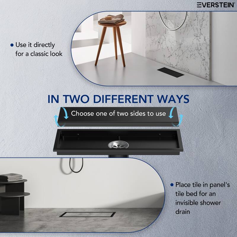 12-inch Linear Shower Drain With Solid Cover in Stainless Steel