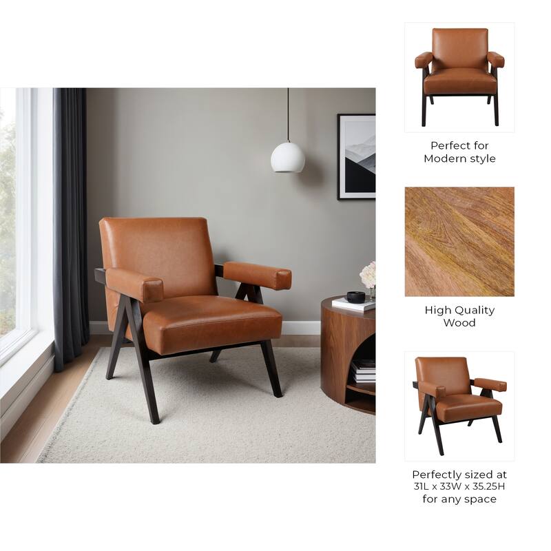 Non-Woven Fabric Wood Frame Modern Chair with Upholstered Padded Arms