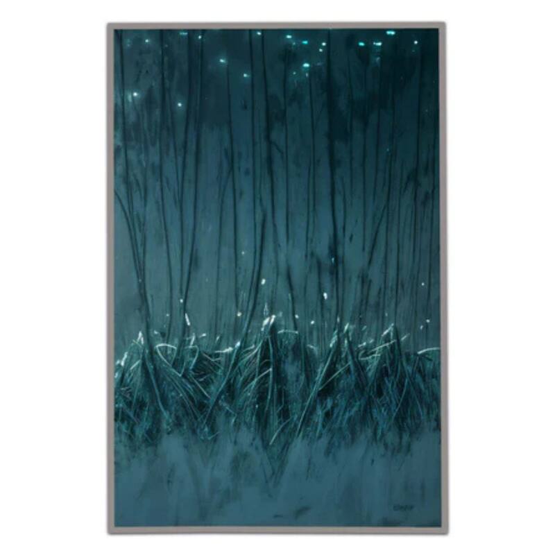 Aria Home Teal Green Charcoal Hand Painted Abstract Modern Canvas Art - Green