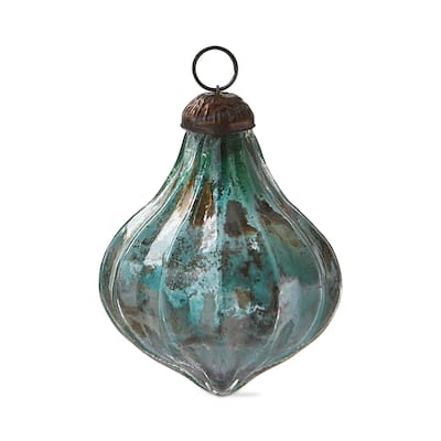 Dark Green Glass Marine Drop Ornament 3" - Christmas Tree Decoration, Dust Clean, Holiday Decor