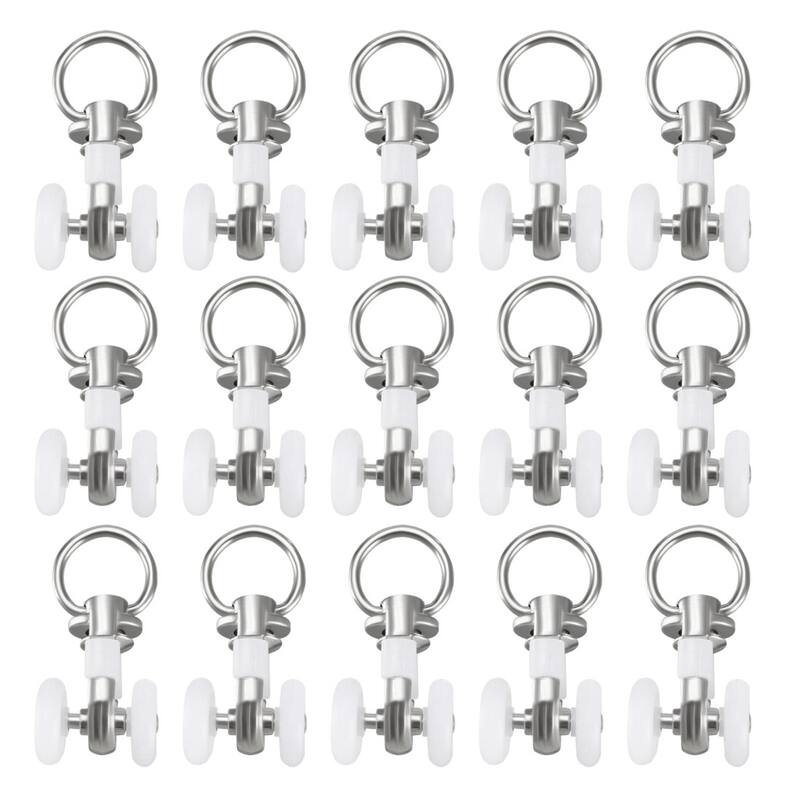 Curtain Track Rollers Plastic Twin Wheeled Carriers 14mm Dia 20 Pcs - White