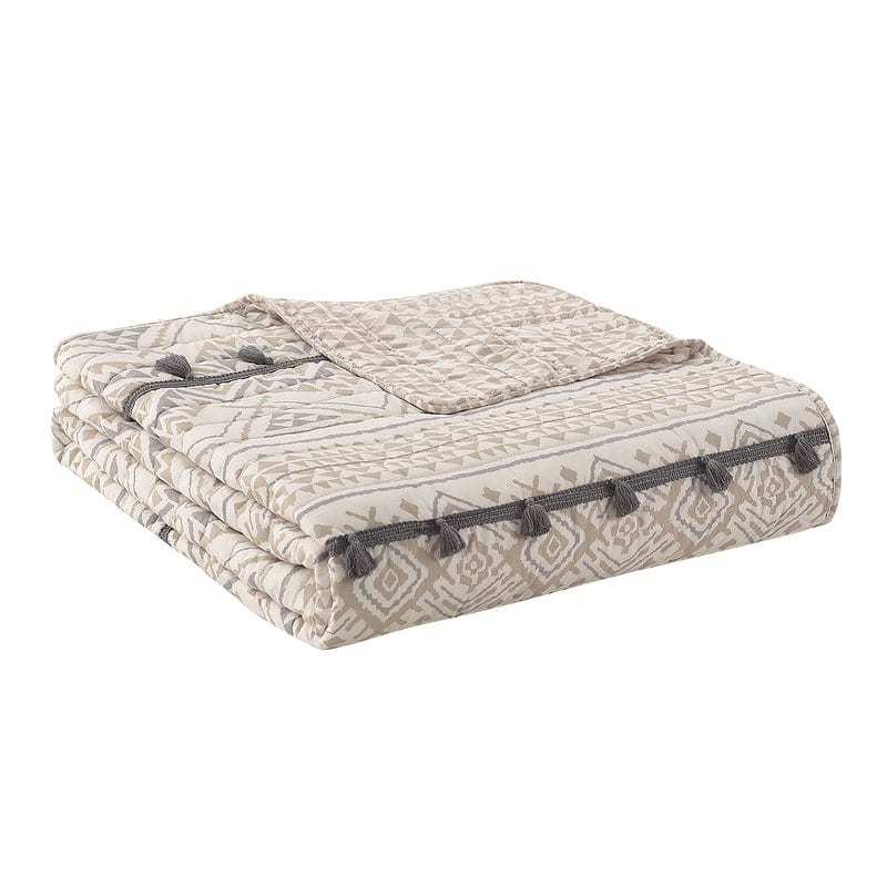 Nevada Tribal Grey/Tan 3 PC Printed Cotton Quilt set