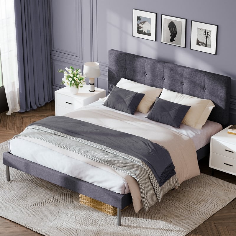 Modern Wooden Bed Frame With Headboard