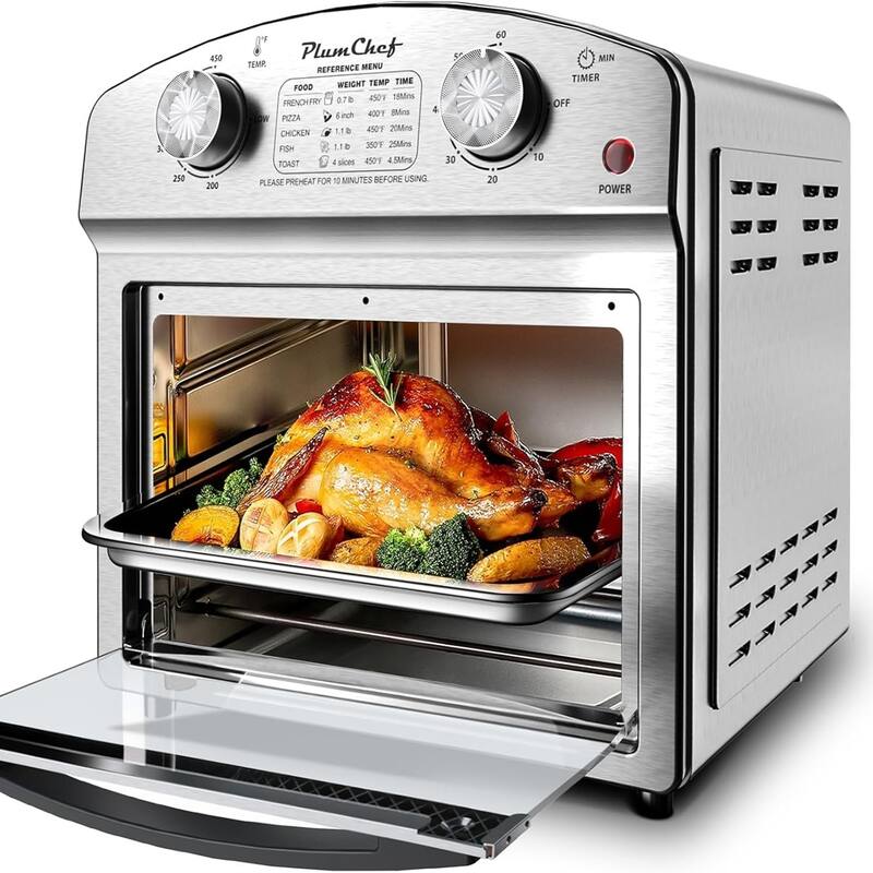 12.5 Quart 7-in-1 Convection Toaster Oven, 1500W, Stainless Steel, with 5 Pre-Set Menus