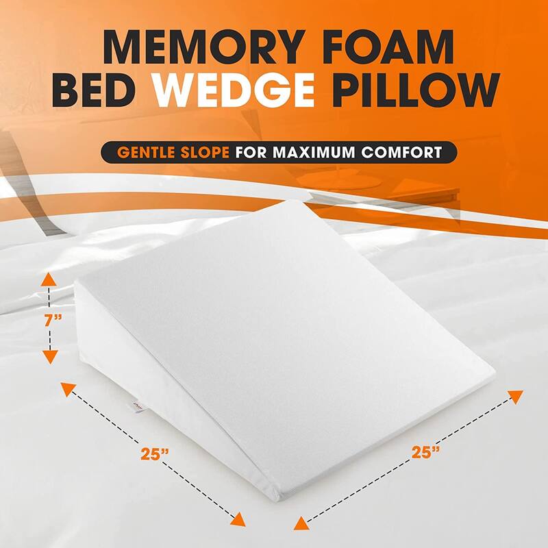 Cheer Collection Ultra Supportive Memory Foam Bed Wedge Pillow - White