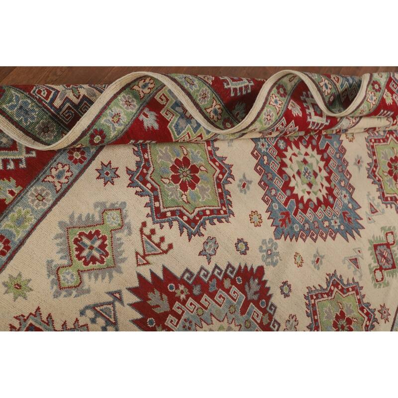Traditional Beige Kazak Area Rug Handmade Wool Carpet - 6'8" x 9'8"