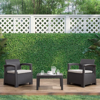 CorLiving Lake Front Black Rattan Patio Chair Set, 3pc