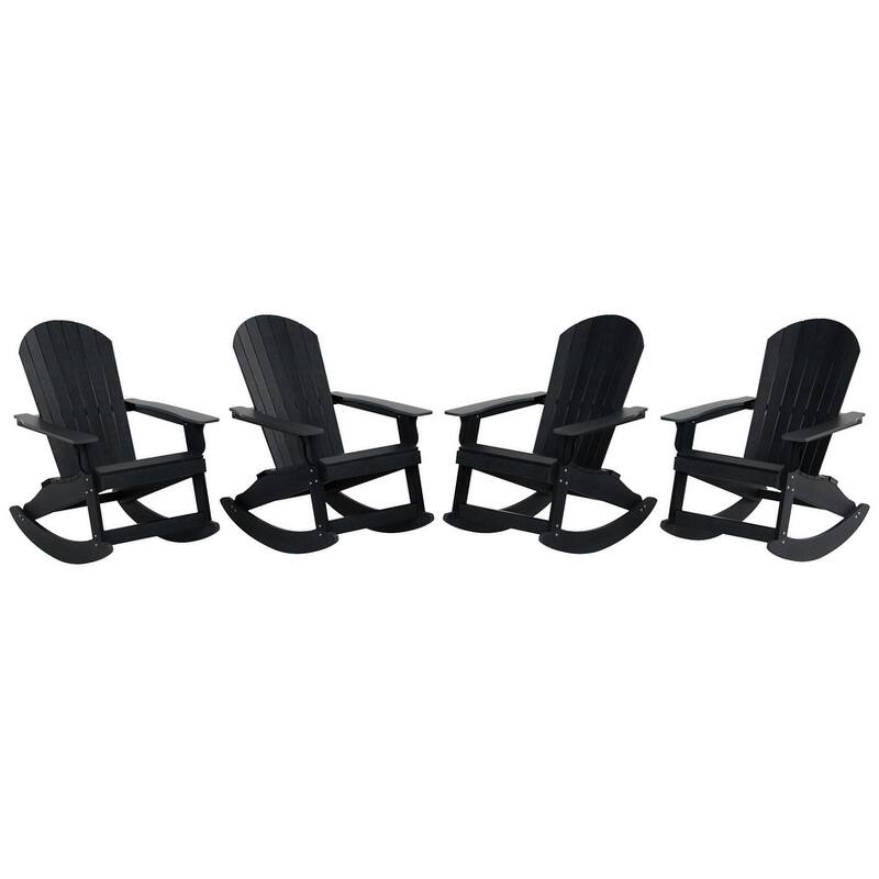 Vineyard HIPS Outdoor Eco-Friendly All Weather Seashell Rocking Adirondack Chairs (Set of 4)