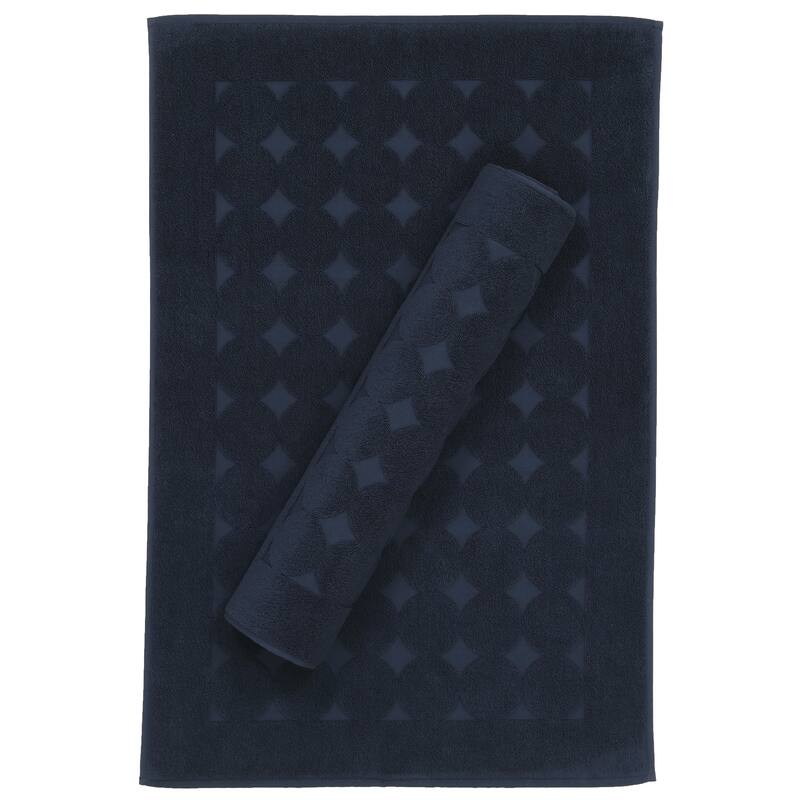 Authentic Hotel and Spa Turkish Cotton Bath Mat (Set of 2) - navy