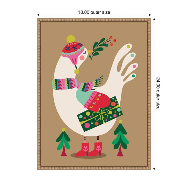 Kate and Laurel Sylvie Beaded Festive Dove Framed Canvas by Rachel Lee