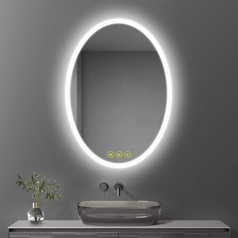 LuminaMirror 24x32" Oval Frameless LED Anti-Fog Dimmable Bathroom Vanity Mirror - Clear - 24x34"