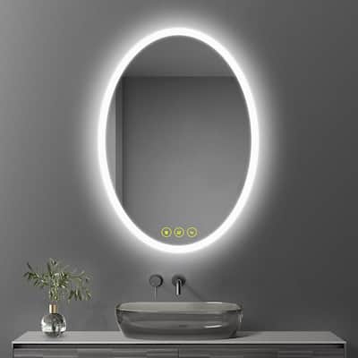 LuminaMirror 24x32" Oval Frameless LED Anti-Fog Dimmable Bathroom Vanity Mirror - Clear - 24x34"