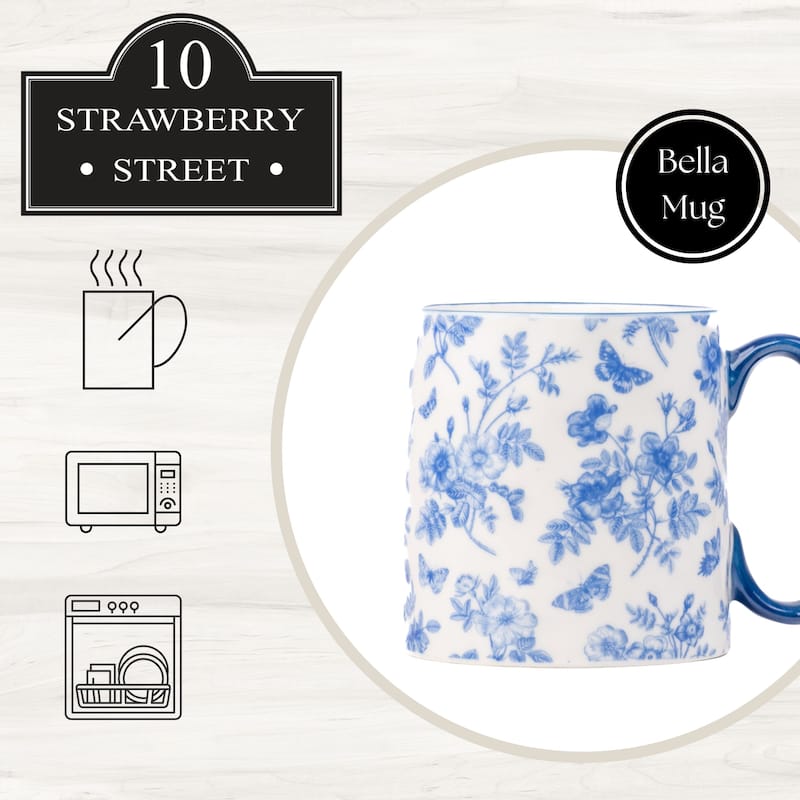 10 Strawberry Street Bella Flora Mugs, Set of 4