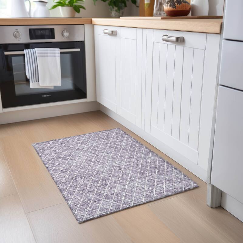 Machine Washable Indoor/ Outdoor Chantille Diamond Trellis Rug