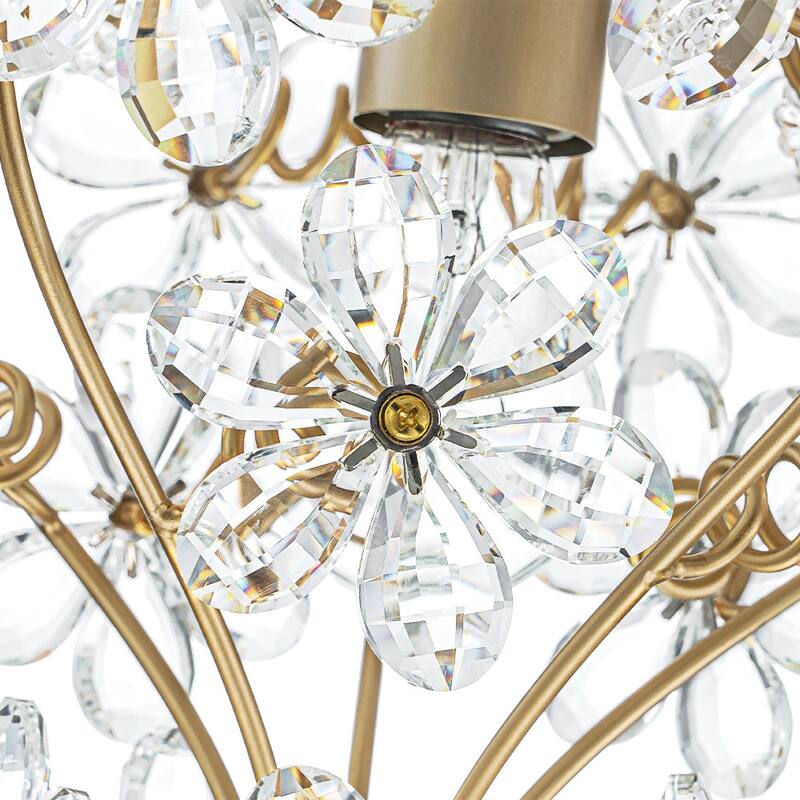 Vintage Luxe 1-Light Cutting Crystal Flower Decor Gold Chandelier