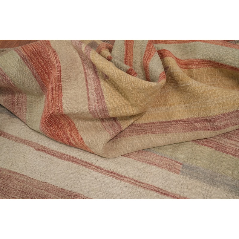 Hand Woven Oriental 100% Wool Carpet Southwestern Tribal Multi-Colored Kilim Area Rug - 12' 11'' X 10' 0''