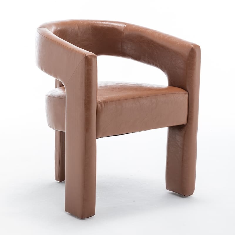 SEYNAR Modern Glam PU Leather Upholstered Dining Chair, Open-Back Accent Chair Set of 2