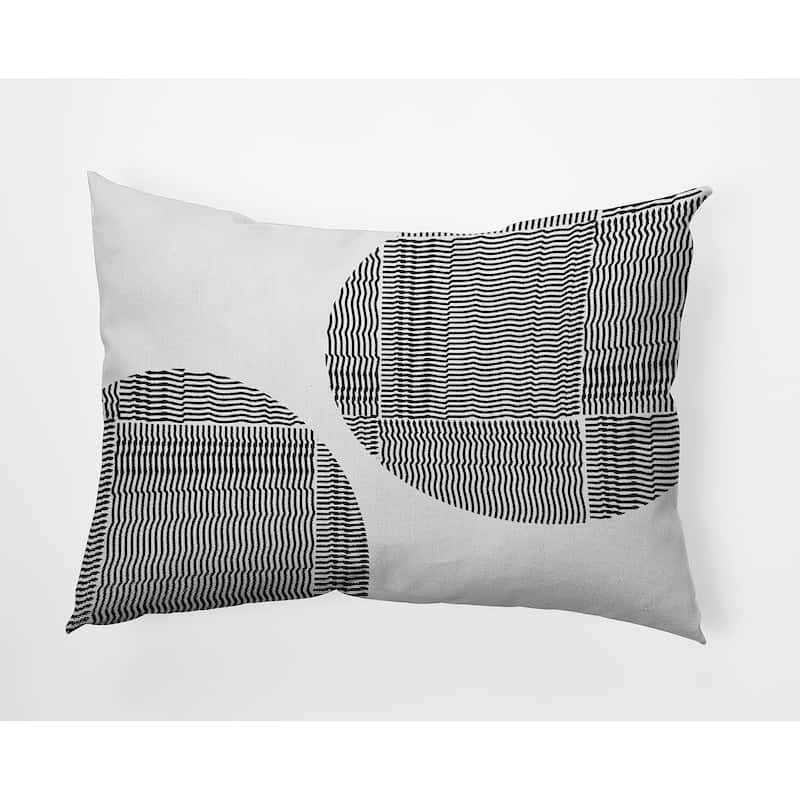 Circles and Squares Polyester Indoor Pillow - Raven Black - 14" x 20"