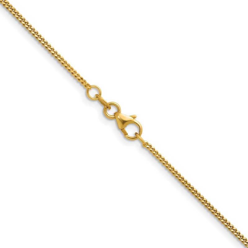 Curata Italian 14k Yellow Gold 1.6mm Curb Chain Necklace For Men Women (Lobster)